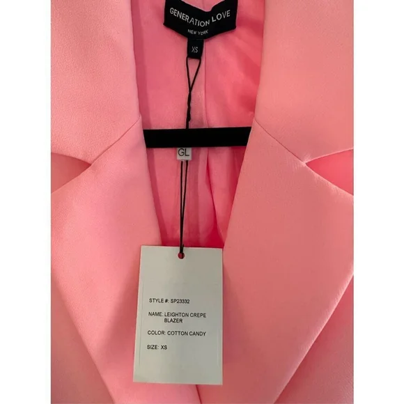 Generation Love Leighton Double-Breasted Crepe Blazer in Cotton Candy Size XS Blazers & Suit Jackets